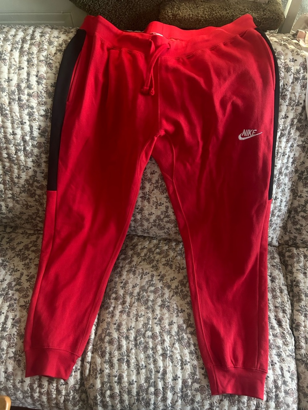 Nike Red Jogger Pants with Black Side Panels